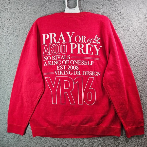 NEW AKOO Sweater Men 3XL Fleece Lined Manassehy Hip Hop Red Cool - Picture 7 of 10